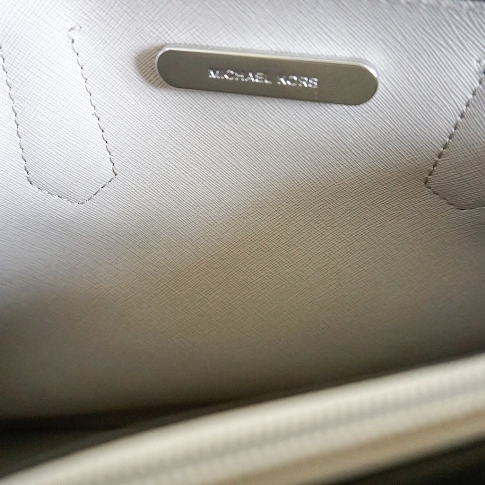 Michael Kors Adele LG Satchel Leather Navy Cement - Picture 7 of 8